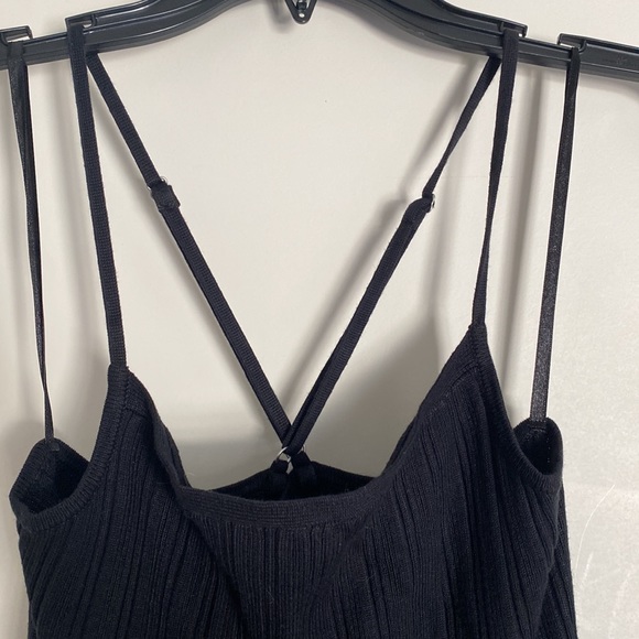 Abercrombie Crossback Ribbed Elevated Knit Mini Dress Black Size M - Picture 4 of 6